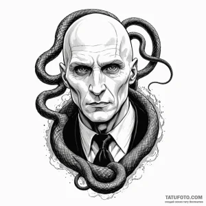A graphic novel style portrait of lord voldem... - эскиз тату (№1750473356_0, 21.06.2025 02:35) — Tatufoto.com
