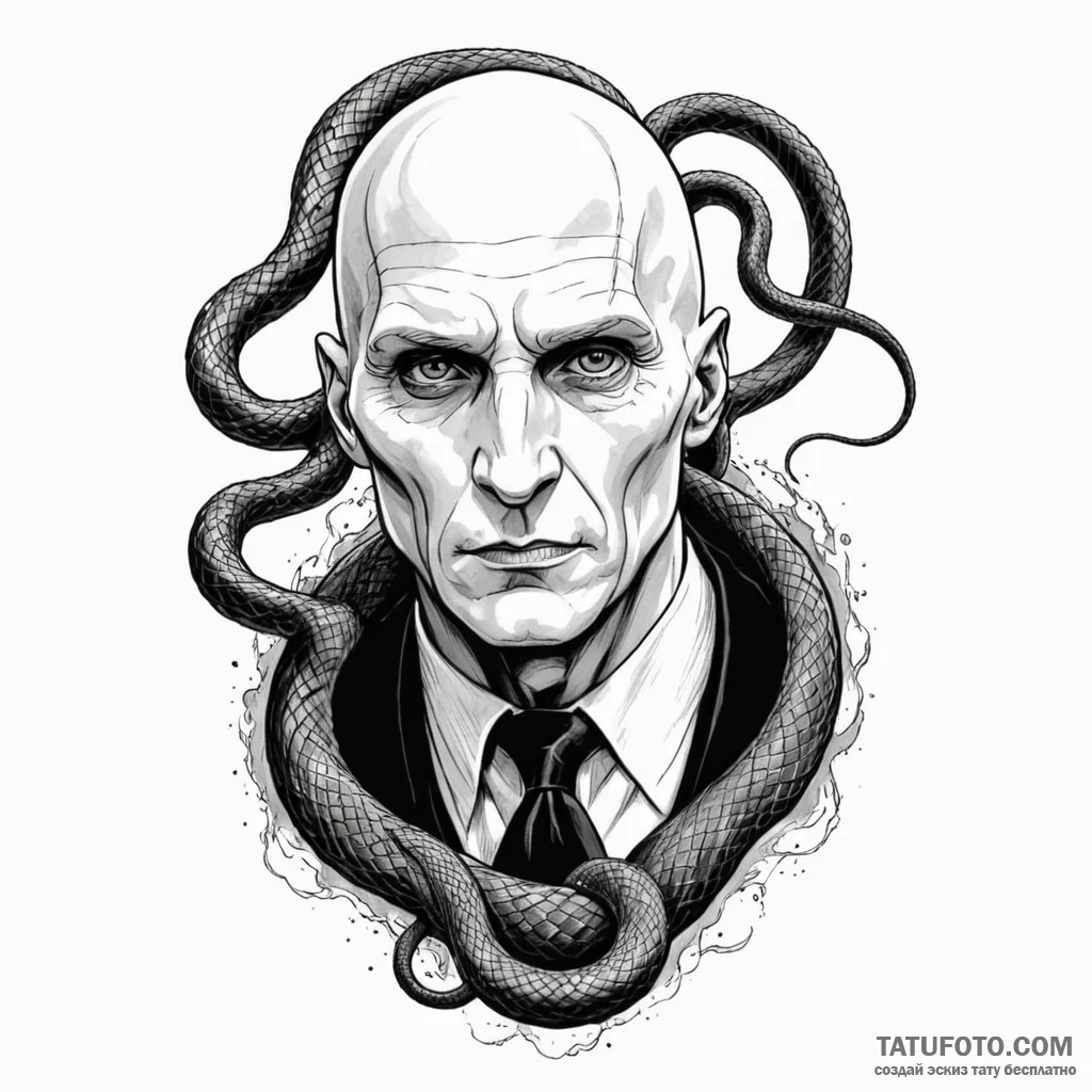A graphic novel style portrait of lord voldem... - эскиз тату (№1750473356_0, 21.06.2025 02:35) — Tatufoto.com