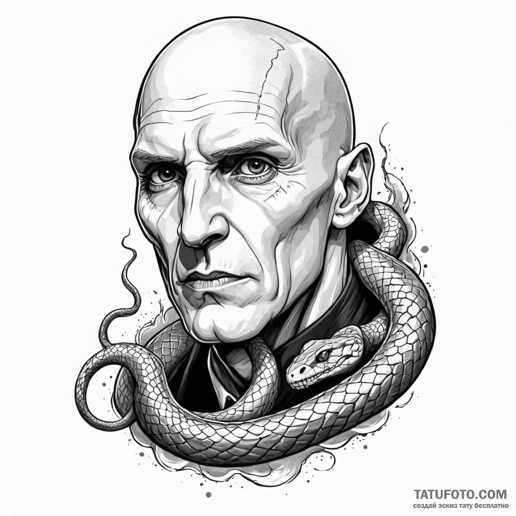 A graphic novel style portrait of lord voldem... - эскиз тату (№1750473356_1, 21.06.2025 02:35) — Tatufoto.com
