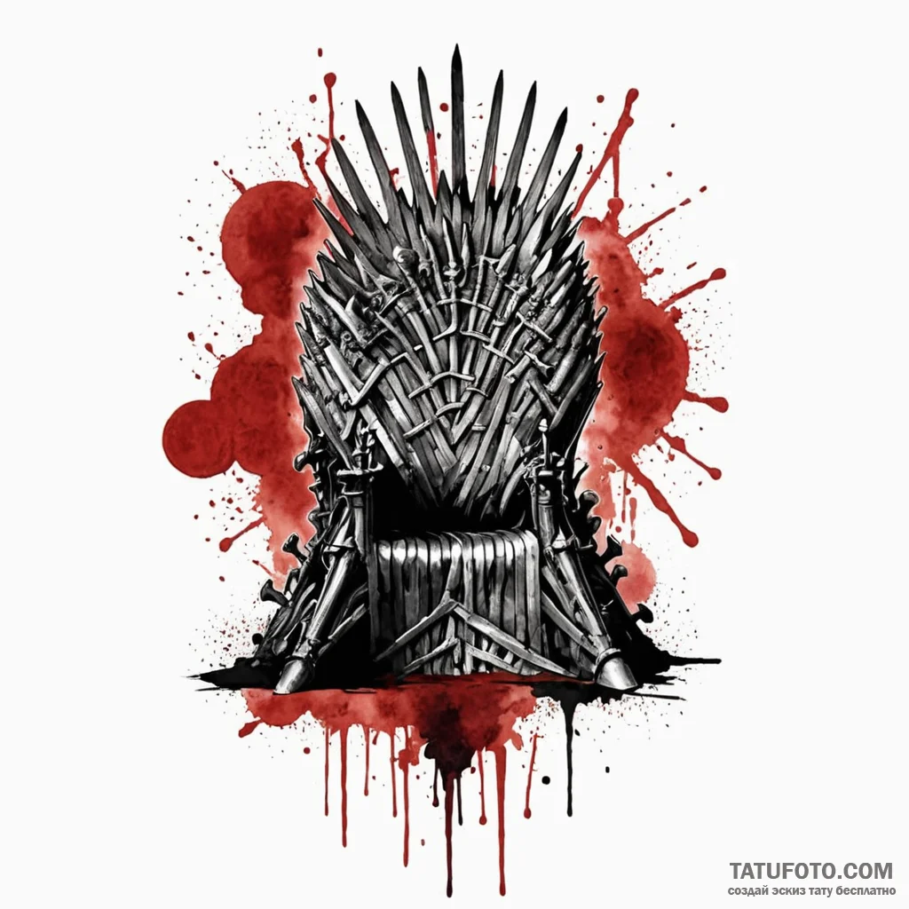 A trash polka tattoo of the iron throne, made... - эскиз тату (№1750473973_0, 21.06.2025 02:46) — Tatufoto.com