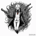 A trash polka tattoo of alucard from hellsing… — эскиз тату (№1750474132_0, 21.06.2025 02:48) — Tatufoto.com