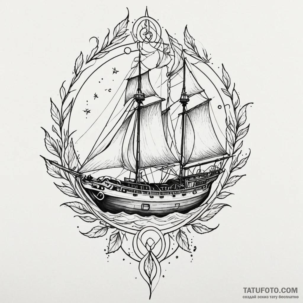 A neo-traditional tattoo of the serenity ship... - эскиз тату (№1750474980_0, 21.06.2025 03:03) — Tatufoto.com