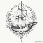 A neo-traditional tattoo of the serenity ship… — эскиз тату (№1750474980_1, 21.06.2025 03:03) — Tatufoto.com