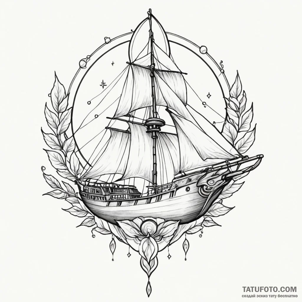 A neo-traditional tattoo of the serenity ship... - эскиз тату (№1750474980_1, 21.06.2025 03:03) — Tatufoto.com