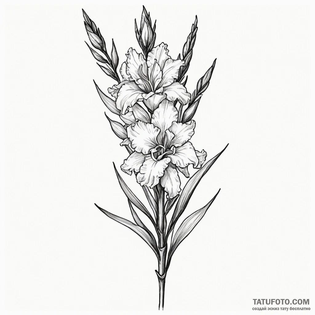 Gladiolus - эскиз тату (№1750476833_0, 21.06.2025 03:33) — Tatufoto.com