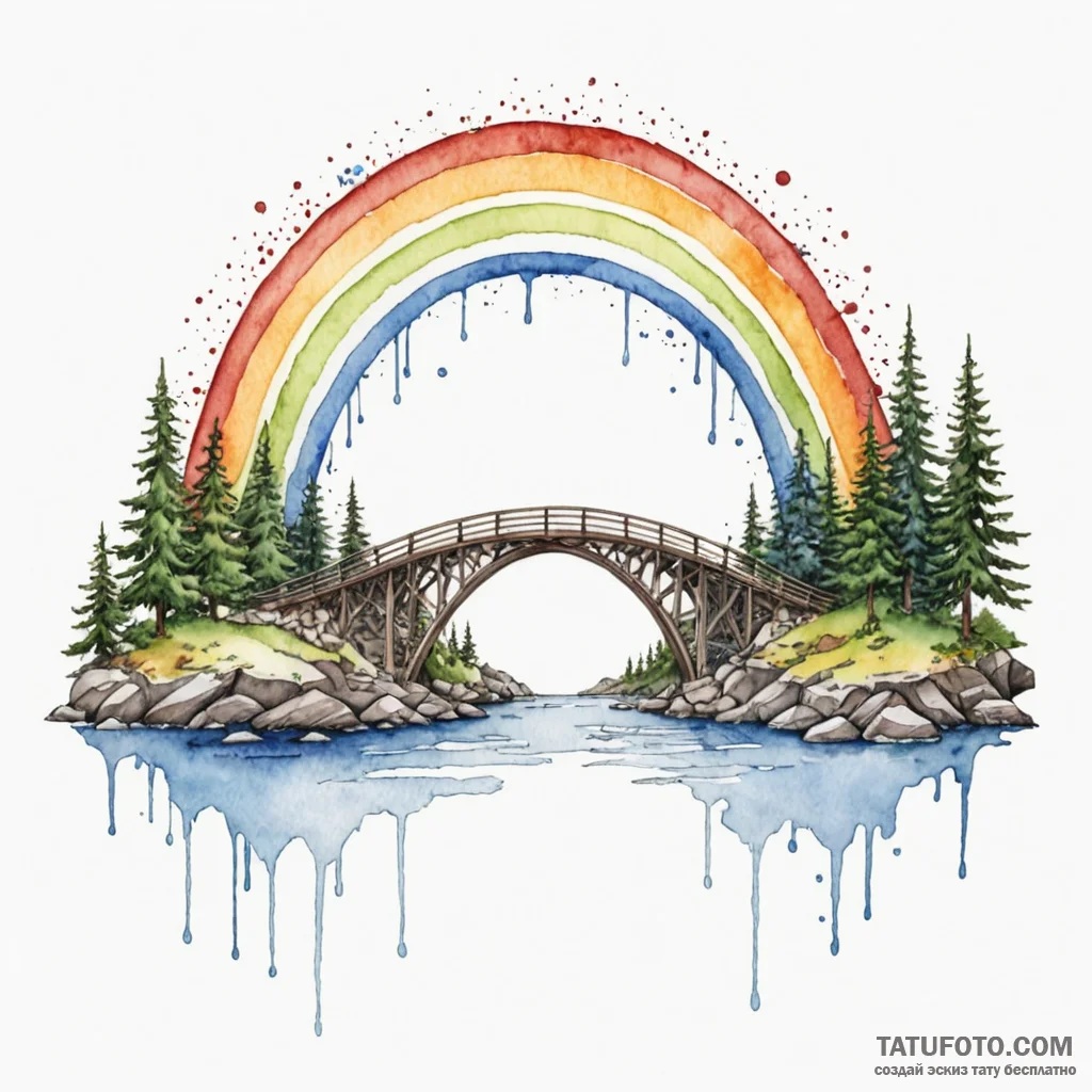A watercolor tattoo of the bifrost bridge, a... - эскиз тату (№1750486875_1, 21.06.2025 06:21) — Tatufoto.com