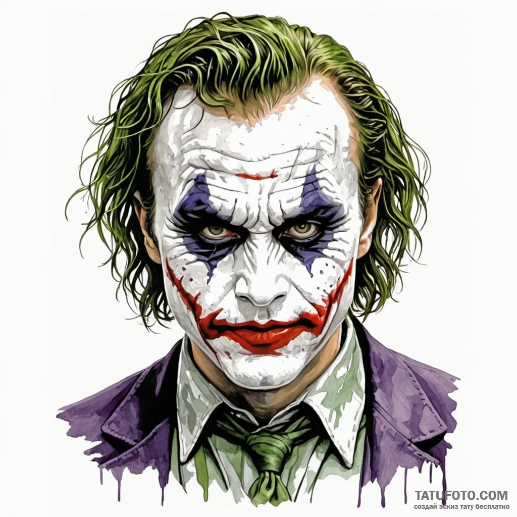 A sketch of the joker from the dark knight, h... - эскиз тату (№1750509875_0, 21.06.2025 12:44) — Tatufoto.com