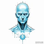 A graphic novel style portrait of dr. manhatt… — эскиз тату (№1750510026_0, 21.06.2025 12:47) — Tatufoto.com