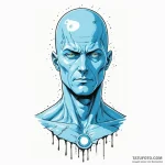 A graphic novel style portrait of dr. manhatt… — эскиз тату (№1750510026_1, 21.06.2025 12:47) — Tatufoto.com