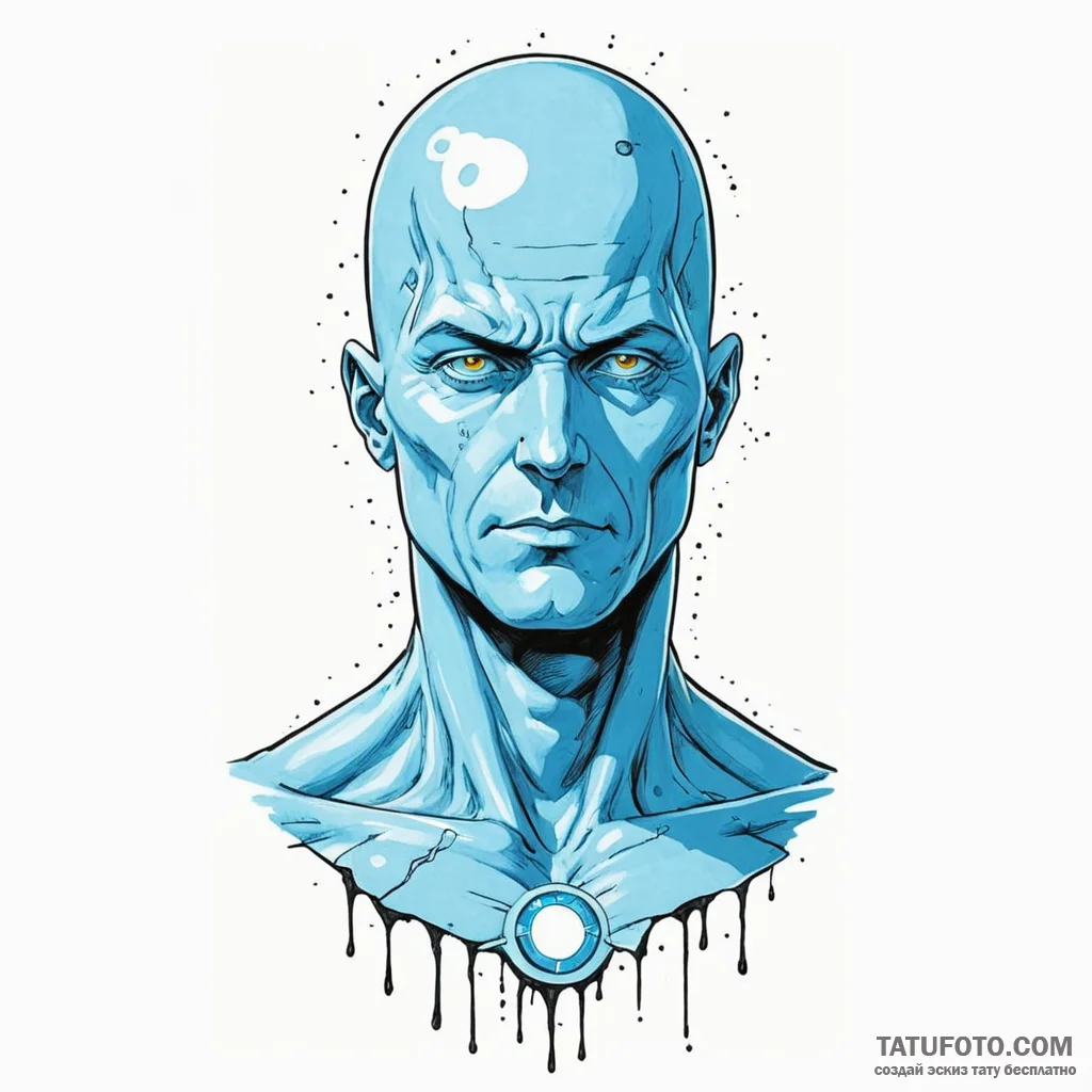 A graphic novel style portrait of dr. manhatt... - эскиз тату (№1750510026_1, 21.06.2025 12:47) — Tatufoto.com