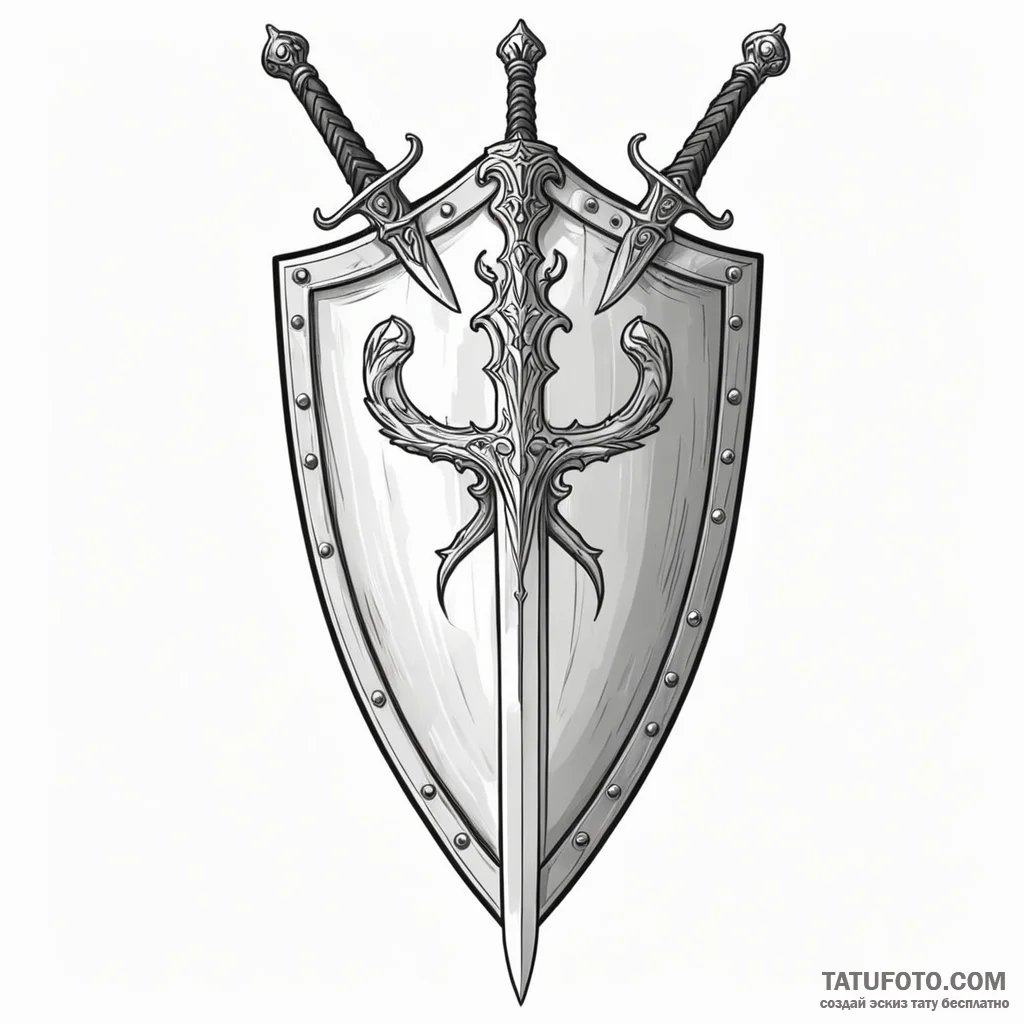 Shield and sword - эскиз тату (№1750510409_0, 21.06.2025 12:53) — Tatufoto.com