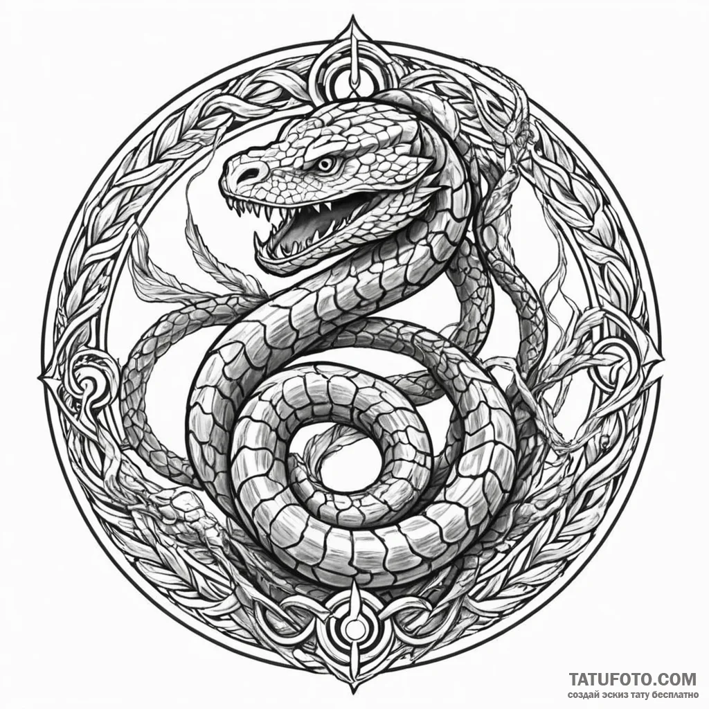 змея во круг меча - эскиз тату (№1750519741_0, 21.06.2025 15:29) — Tatufoto.com