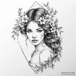Portrait of a woman, her hair made of flowing… — эскиз тату (№1750524275_0, 21.06.2025 16:44) — Tatufoto.com
