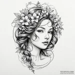 Portrait of a woman, her hair made of flowing… — эскиз тату (№1750524275_1, 21.06.2025 16:44) — Tatufoto.com
