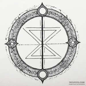 Twilight rune beneath celestial gate, ink ill... - эскиз тату (№1750525077_1, 21.06.2025 16:57) — Tatufoto.com