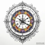 A detailed broken clock showing a specific ti… — эскиз тату (№1750525254_0, 21.06.2025 17:00) — Tatufoto.com