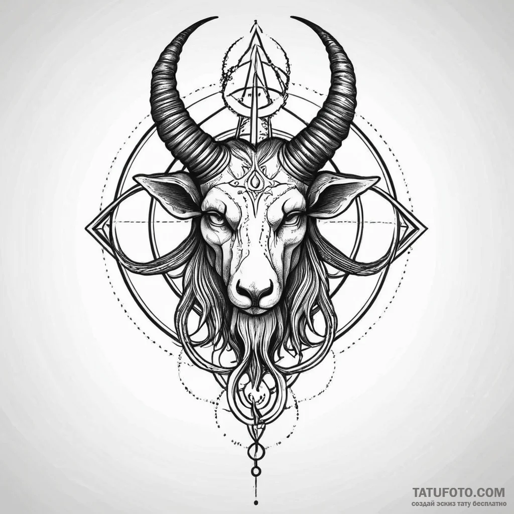 Baphomet symbol, tattoo line art, rough sketc... - эскиз тату (№1750525430_1, 21.06.2025 17:03) — Tatufoto.com