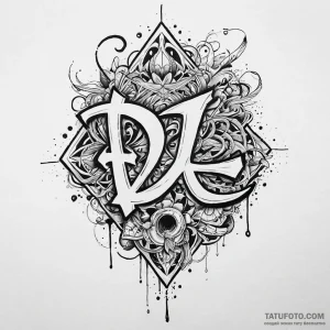 Open book with floating glyphs, artistic tatt... - эскиз тату (№1750527077_0, 21.06.2025 17:31) — Tatufoto.com