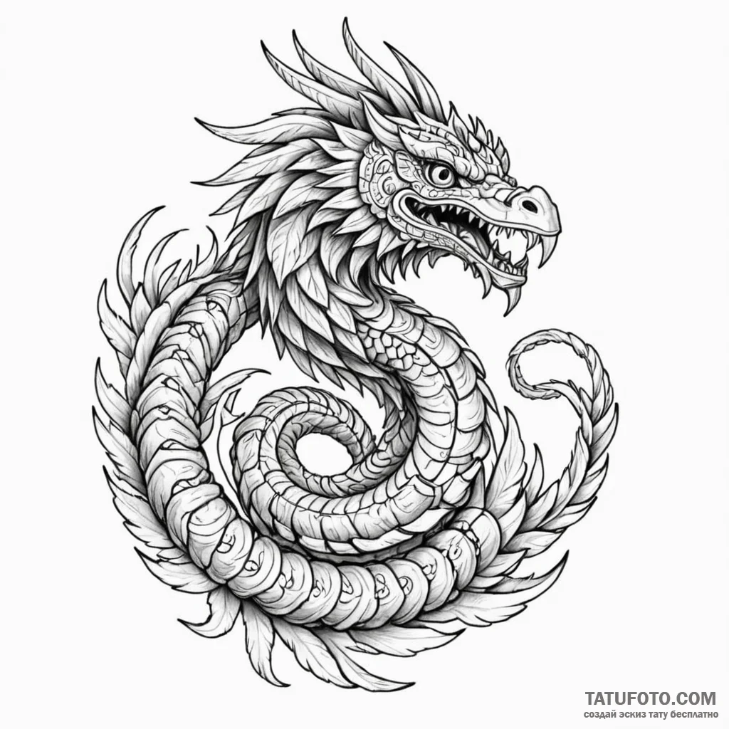 Quetzalcoatl - эскиз тату (№1750527733_0, 21.06.2025 17:42) — Tatufoto.com