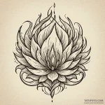 Flaming seed blooming from relic, concept art… — эскиз тату (№1750527986_0, 21.06.2025 17:46) — Tatufoto.com