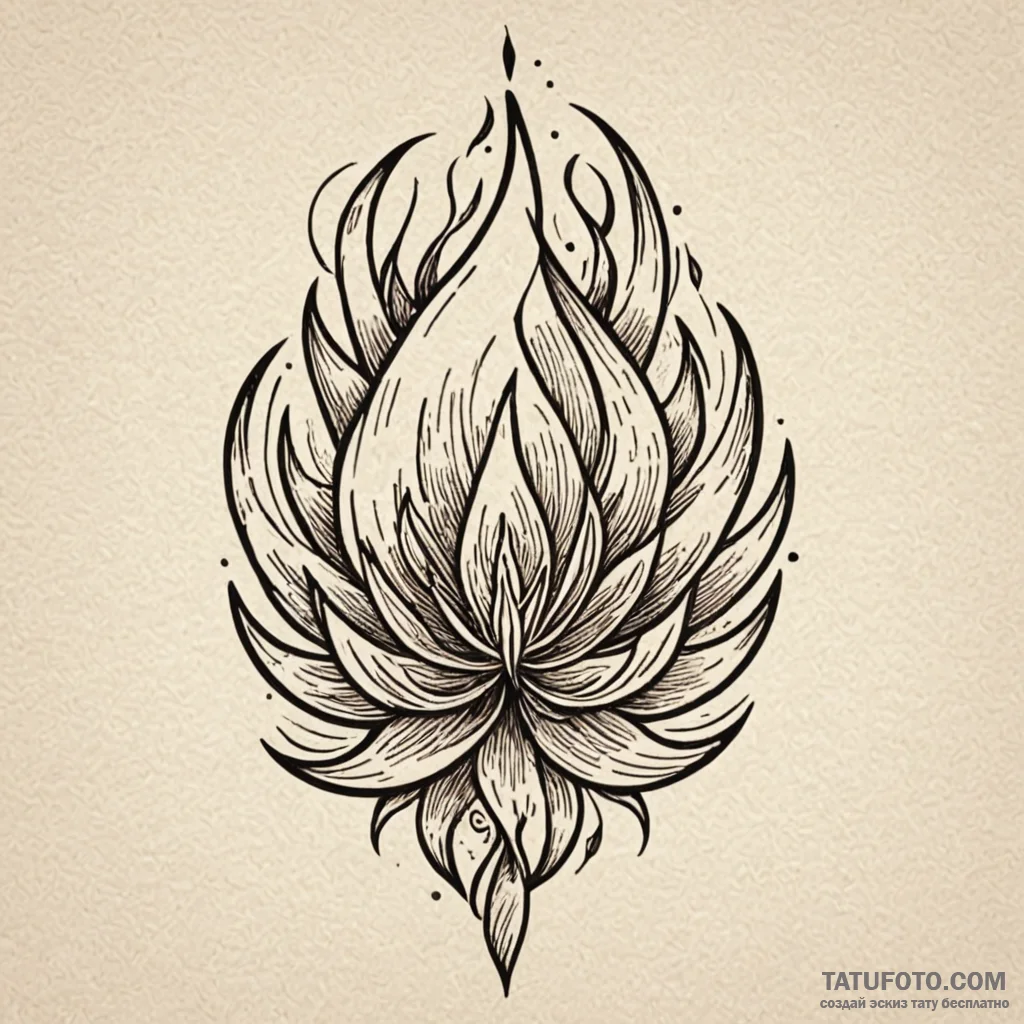 Flaming seed blooming from relic, concept art... - эскиз тату (№1750527986_1, 21.06.2025 17:46) — Tatufoto.com