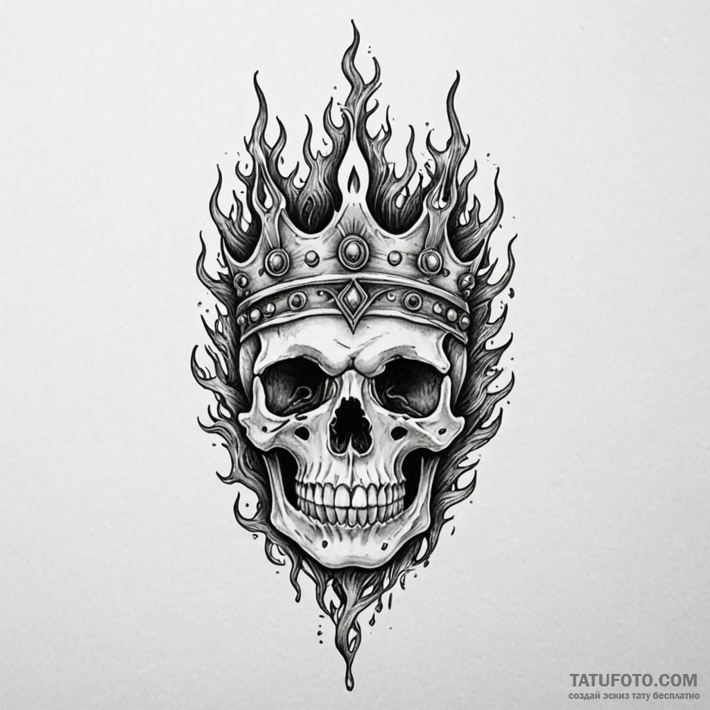 Bone crown forged in flame, tattoo sketch des... - эскиз тату (№1750528081_0, 21.06.2025 17:48) — Tatufoto.com