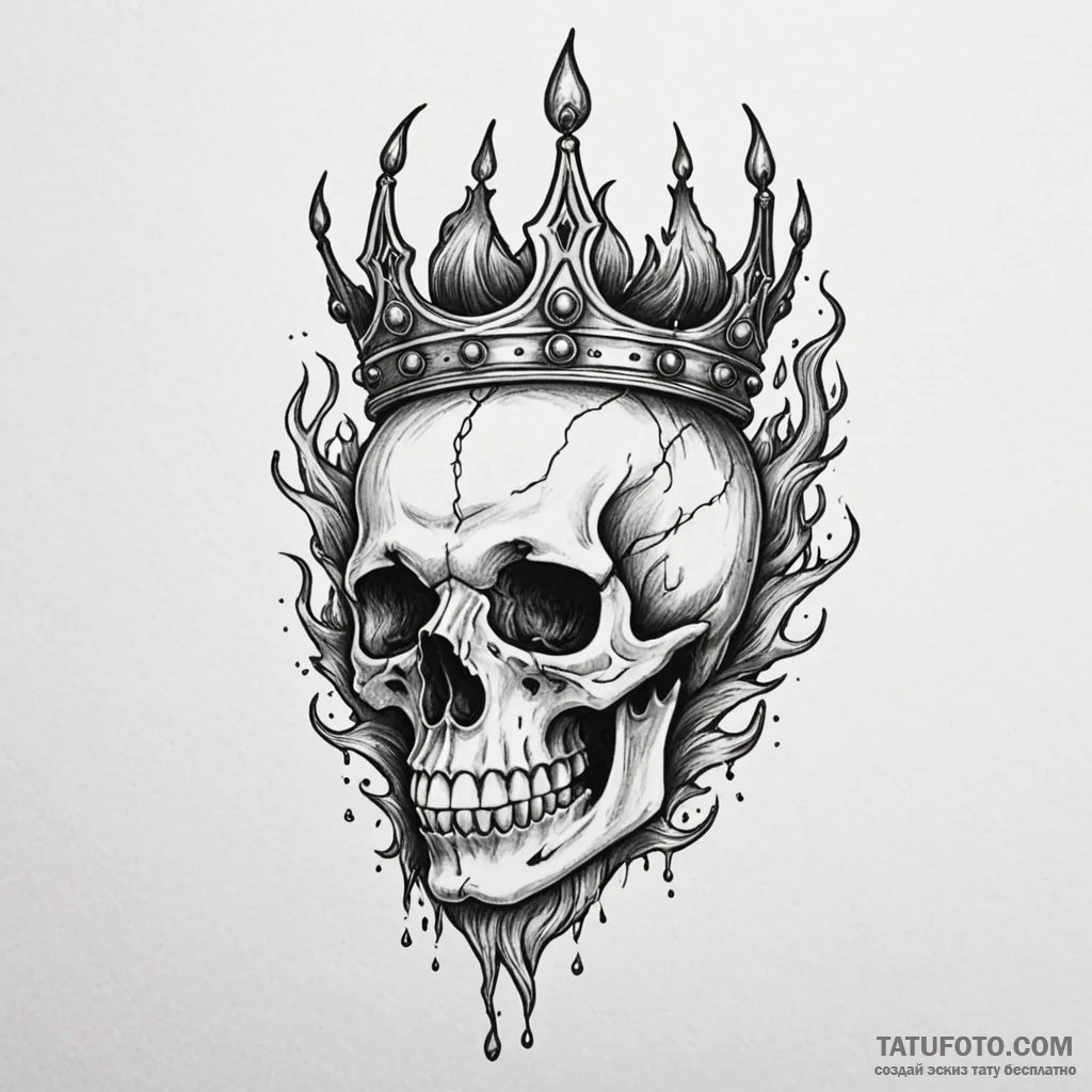 Bone crown forged in flame, tattoo sketch des... - эскиз тату (№1750528081_1, 21.06.2025 17:48) — Tatufoto.com