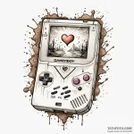 Game boy with a heart on the screen, artistic… — эскиз тату (№1750528980_1, 21.06.2025 18:03) — Tatufoto.com