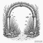 An underwater archway leading to a vibrant co… — эскиз тату (№1750529065_0, 21.06.2025 18:04) — Tatufoto.com