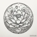 Lotus trapped in glass sphere, artistic tatto… — эскиз тату (№1750529757_0, 21.06.2025 18:15) — Tatufoto.com