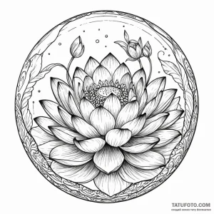 Lotus trapped in glass sphere, artistic tatto... - эскиз тату (№1750529757_1, 21.06.2025 18:15) — Tatufoto.com