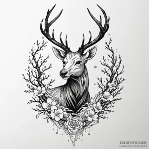 Arcane deer with branches for antlers, concep... - эскиз тату (№1750529841_1, 21.06.2025 18:17) — Tatufoto.com