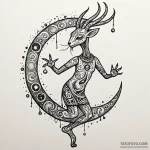 Kokopelli dancing on a moonbeam, tattoo drawi… — эскиз тату (№1750529925_0, 21.06.2025 18:18) — Tatufoto.com