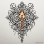 Flaming key unlocking void, tattoo sketch des… — эскиз тату (№1750530794_0, 21.06.2025 18:33) — Tatufoto.com