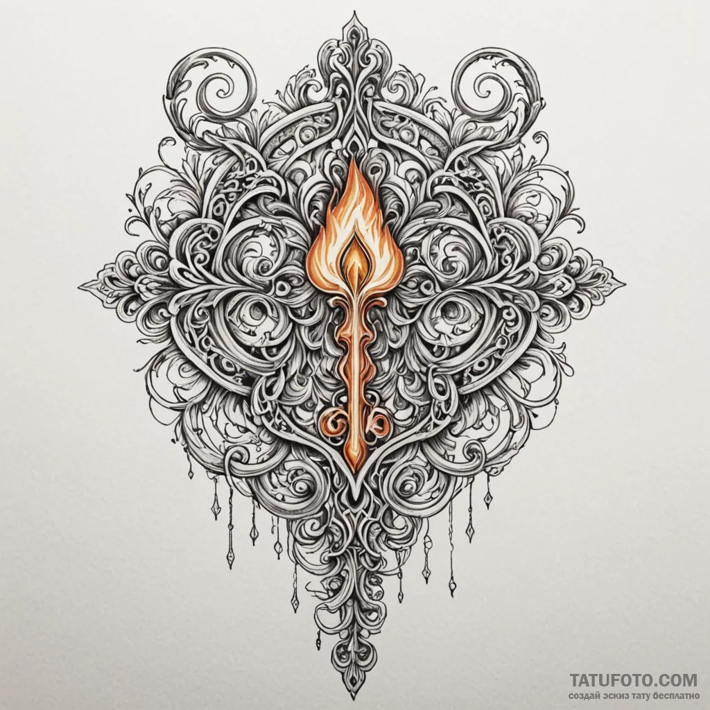 Flaming key unlocking void, tattoo sketch des... - эскиз тату (№1750530794_0, 21.06.2025 18:33) — Tatufoto.com