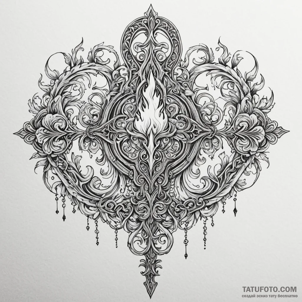 Flaming key unlocking void, tattoo sketch des... - эскиз тату (№1750530794_1, 21.06.2025 18:33) — Tatufoto.com
