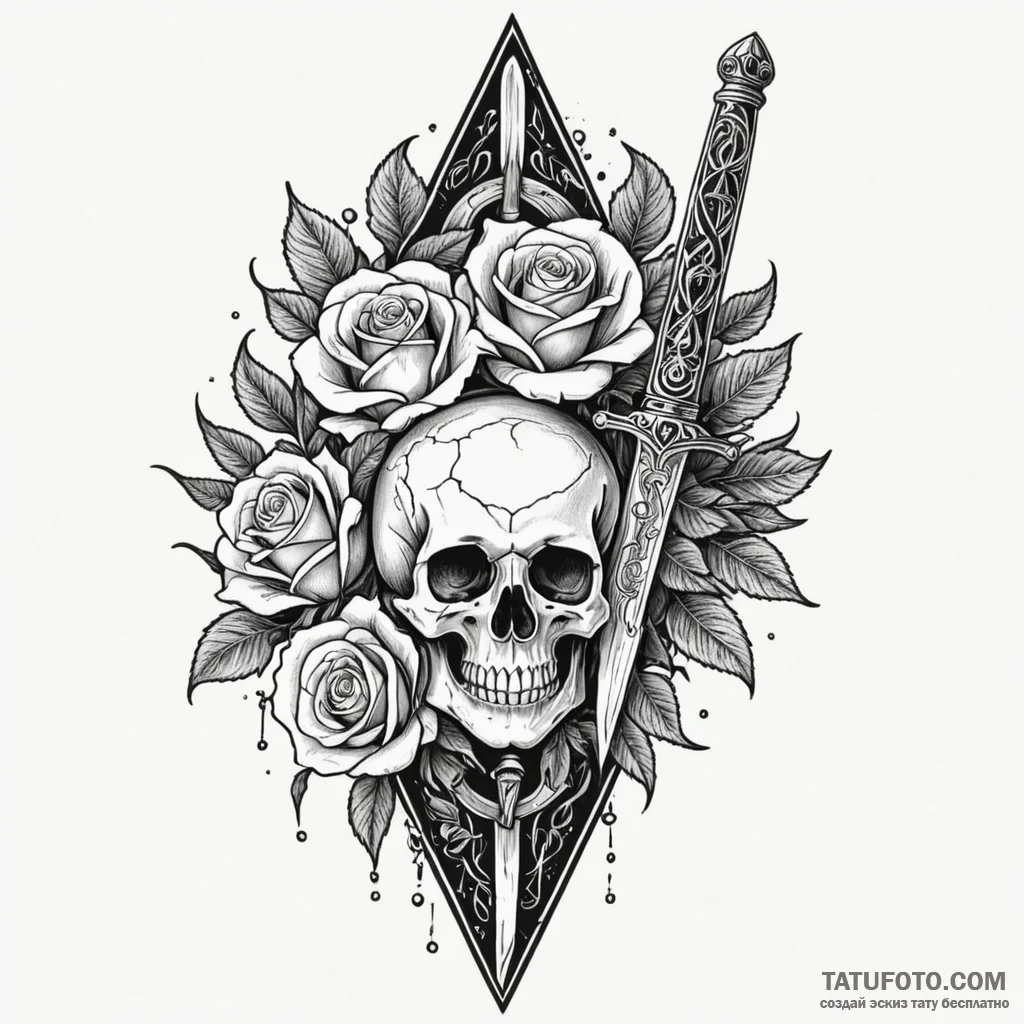 Dagger split by lightning, artistic tattoo sk... - эскиз тату (№1750530881_0, 21.06.2025 18:34) — Tatufoto.com