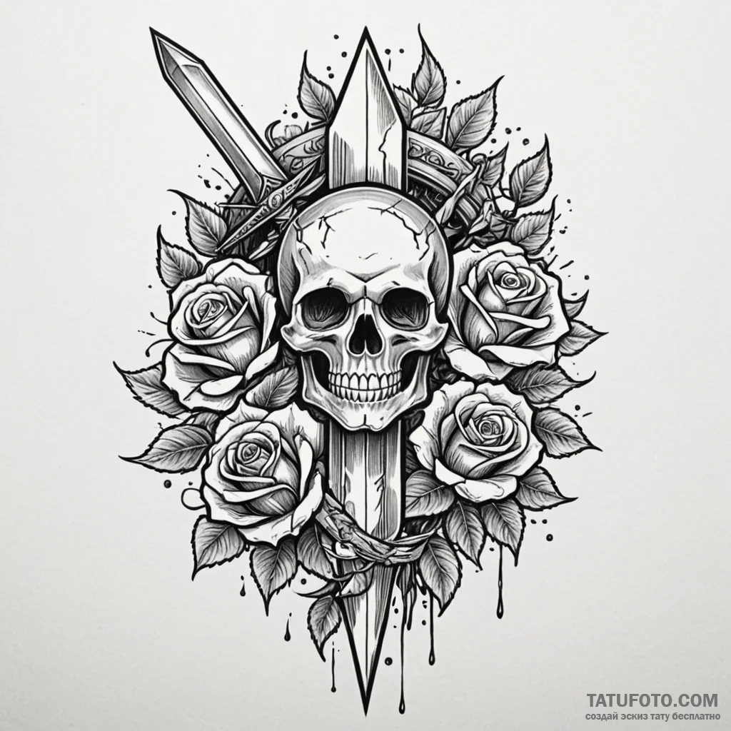 Dagger split by lightning, artistic tattoo sk... - эскиз тату (№1750530881_1, 21.06.2025 18:34) — Tatufoto.com