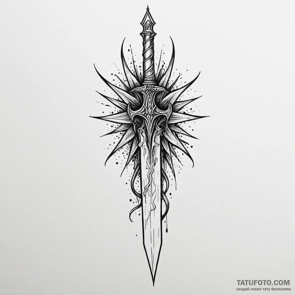 Dagger bleeding light, ink illustration for t... - эскиз тату (№1750531501_0, 21.06.2025 18:45) — Tatufoto.com