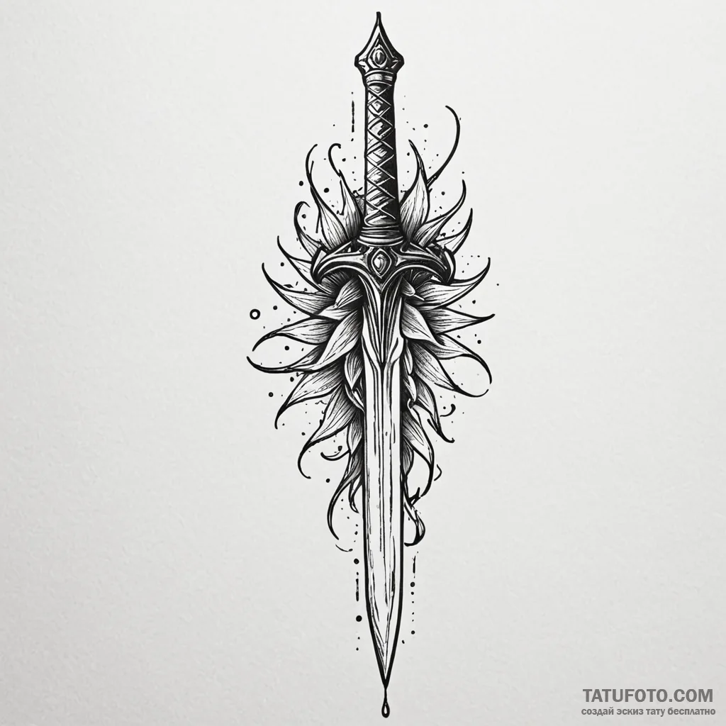 Dagger bleeding light, ink illustration for t... - эскиз тату (№1750531501_1, 21.06.2025 18:45) — Tatufoto.com