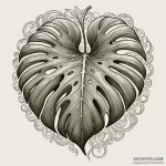 A monstera leaf, concept art for tattoo, sepi… — эскиз тату (№1750531762_1, 21.06.2025 18:49) — Tatufoto.com