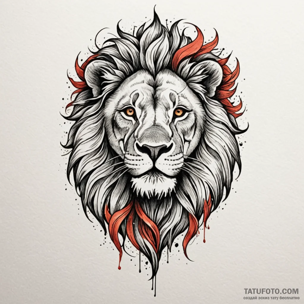 Lion mane of spectral fire, tattoo line art,... - эскиз тату (№1750532575_0, 21.06.2025 19:02) — Tatufoto.com