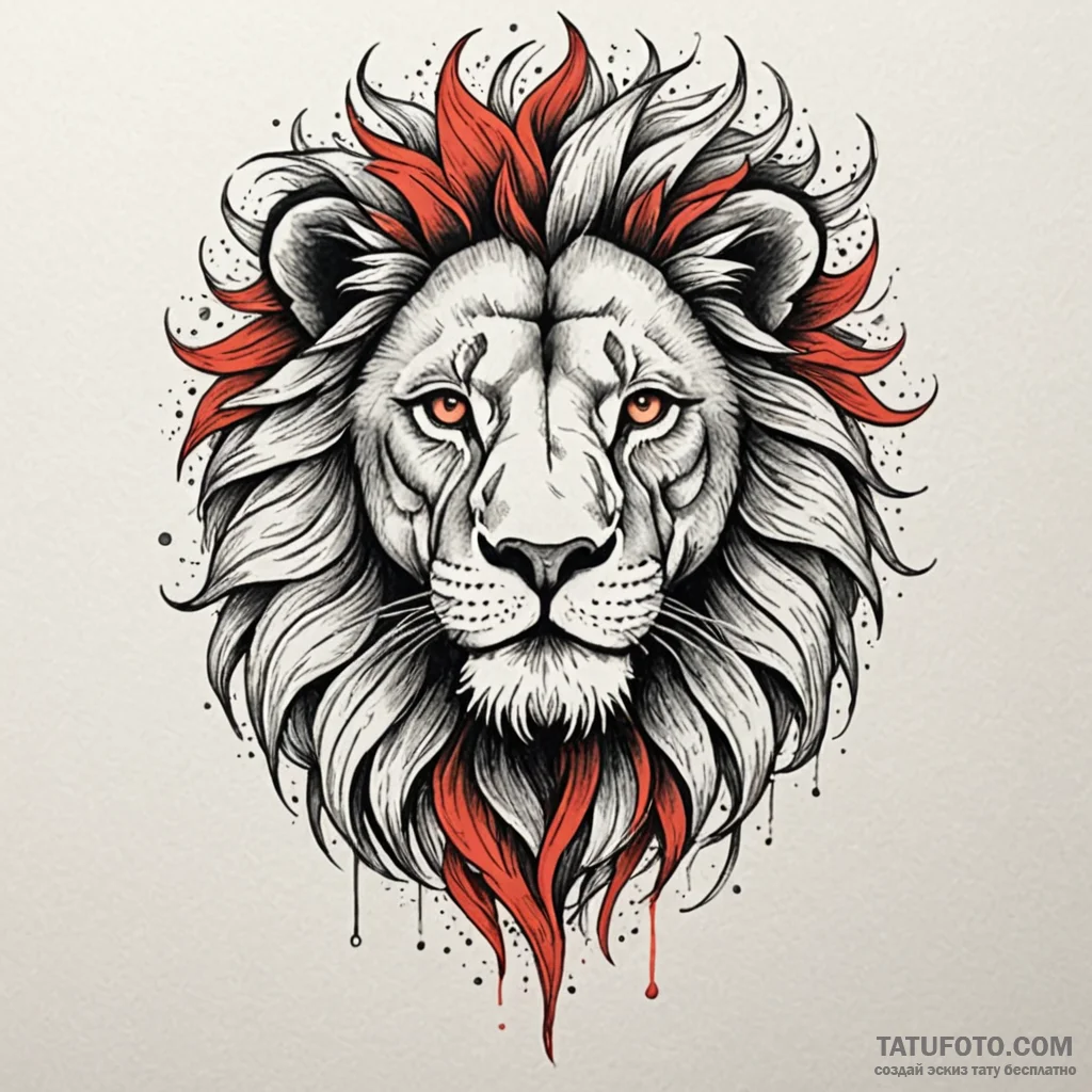 Lion mane of spectral fire, tattoo line art,... - эскиз тату (№1750532575_1, 21.06.2025 19:02) — Tatufoto.com