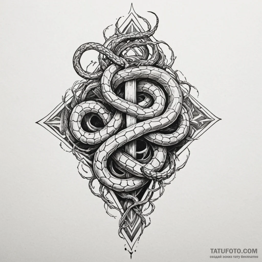 Jagged serpent through spectral rift, tattoo... - эскиз тату (№1750532663_0, 21.06.2025 19:04) — Tatufoto.com