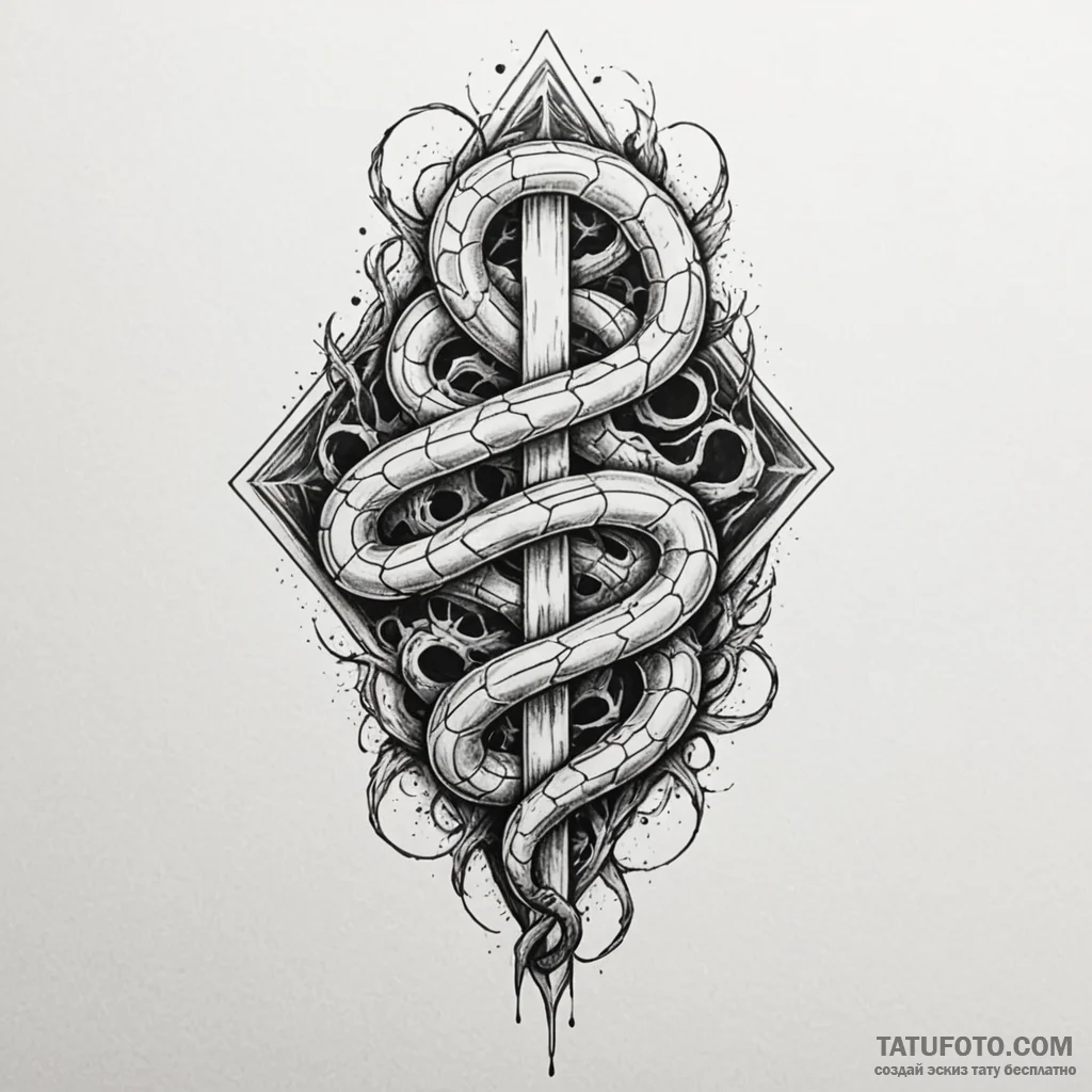 Jagged serpent through spectral rift, tattoo... - эскиз тату (№1750532663_1, 21.06.2025 19:04) — Tatufoto.com