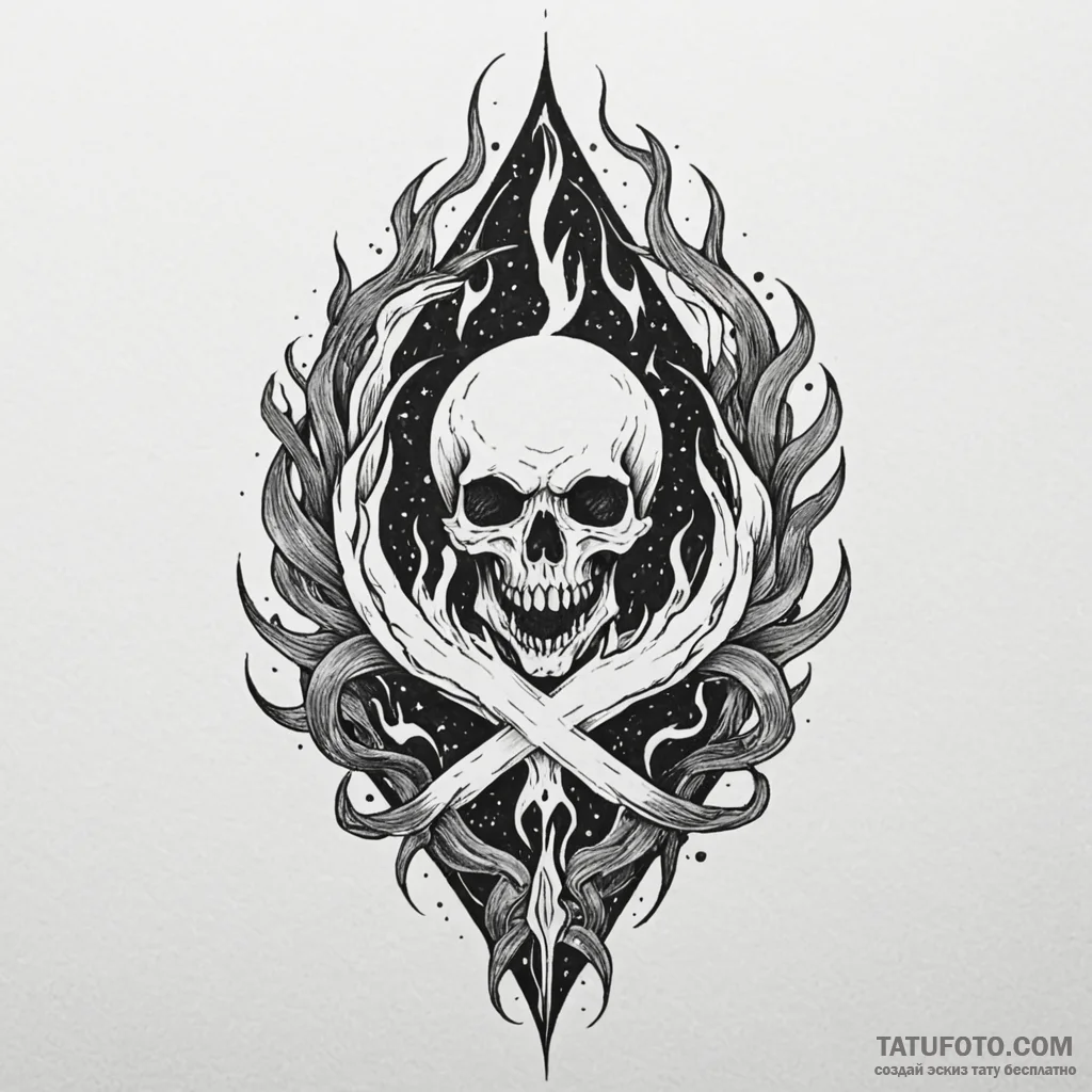 Jade relic devouring celestial flame, tattoo... - эскиз тату (№1750533431_0, 21.06.2025 19:17) — Tatufoto.com