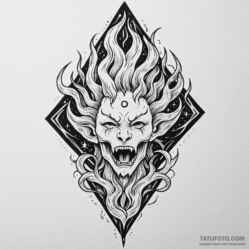 Jade relic devouring celestial flame, tattoo... - эскиз тату (№1750533431_1, 21.06.2025 19:17) — Tatufoto.com
