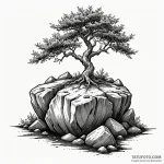 A strong boulder with a tree growing from it,… — эскиз тату (№1750533599_0, 21.06.2025 19:19) — Tatufoto.com