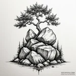A strong boulder with a tree growing from it,… — эскиз тату (№1750533599_1, 21.06.2025 19:19) — Tatufoto.com