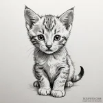 Kitten, ink illustration for tattoo, on a cle… — эскиз тату (№1750534208_1, 21.06.2025 19:30) — Tatufoto.com
